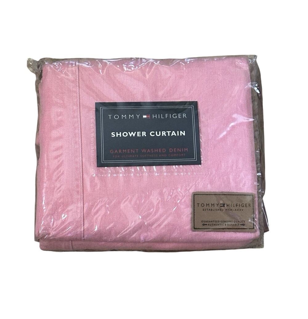 Tommy Hilfiger Home Iced Denim Pink Garment Washed Denim Shower Curtain 72x72